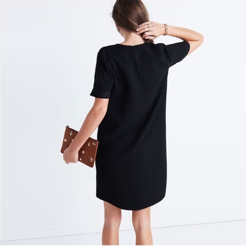 Madewell Ballad Tunic Dress Black Short Sleeve Mini Dress Size 6 - Picture 2 of 7